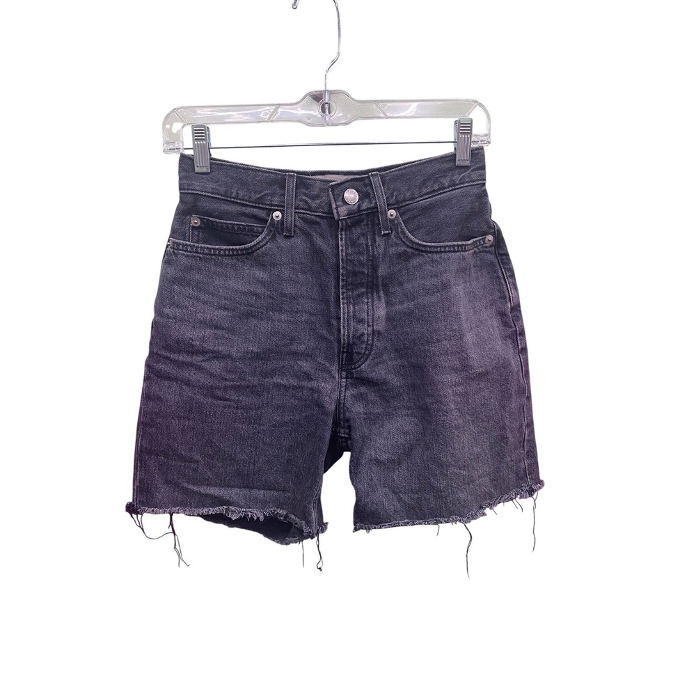 Everlane Rigid Way-High Short Faded Black Organic Cotton Denim Cutoff Size 25